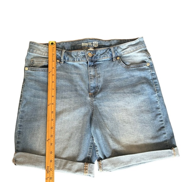 Route 66‎ Shorts Womens 14 Blue Denim High Rise Stretch Preppy Mom - Picture 5 of 12